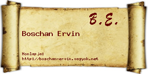 Boschan Ervin névjegykártya
